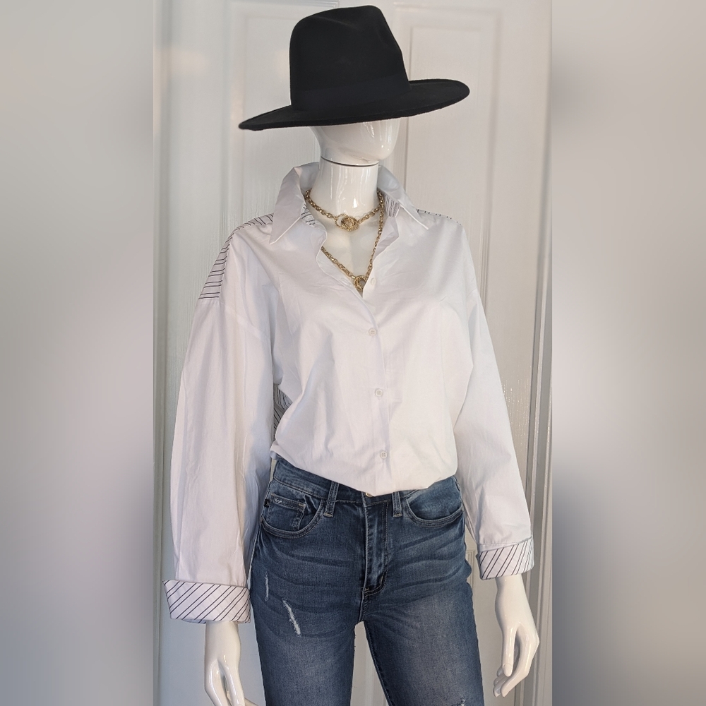 Zara New With Tags, 100% Cotton , Oversized Button Down Shirt, Size Small